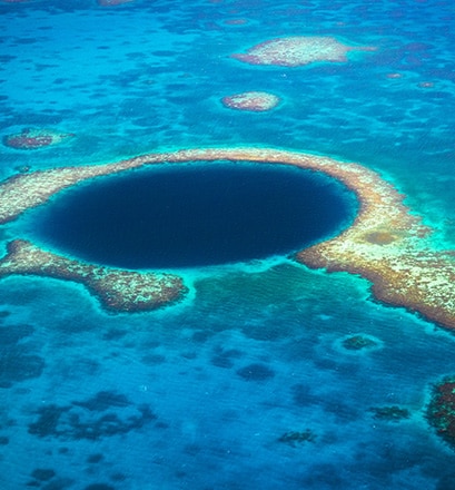 The Great Blue Hole: around 80 kilometres from Belize City 
