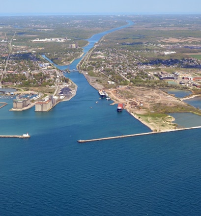 Cross the Welland Canal and the Port Colborne Lock 